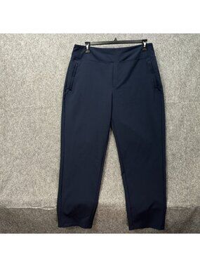 Athleta Endless High Rise Pants Women's Size 16 Pull On Navy Blue Zip Pocket